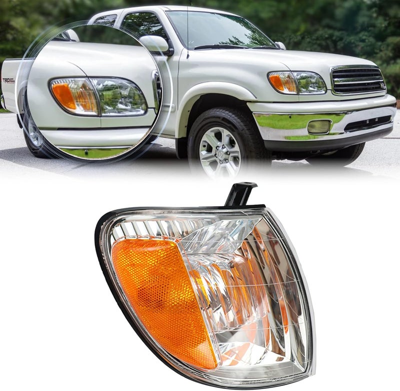 BINQIGOO 1PC Replacement Headlight Chrome Trim Corner Turn Signal Lights Compatible With 2000-2004 Toyota Tundra Regular/Access Cab, Front Passenger Side / TO2531135 / 81510-0C010 - Image 1